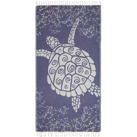 Sun Drunk Turkish Beach Towel XL Galapagos Turtle Bleue - Cotton Turkish Towels for Beach, Pool Towel, Quick Dry Sand Free, Thin Towels Oversized for Travel Soft Sandproof & Lightweight