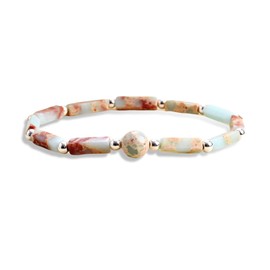 GIGB PBDK Natural Crystal Bracelets,Minimalist Charming Amethyst Square Beaded Bangles,Aesthetic Valentine's Day Jewelry Gift for Women Teen Girls (AA)