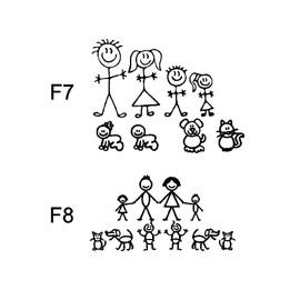 Family Decals Die Cut Vinyl Sticker Fam Bumper Car Window Slaps Family Fun Dog Cat Baby L826 (F7+F8 Black)