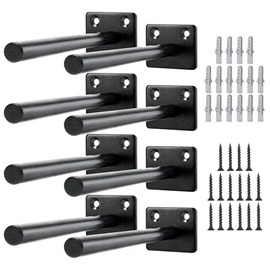 Soporte para Estante Oculto, 8 Piezas Ménsulas para Repisas Negras, Soportes para Repisas Flotantes con Tornillos para Dormitorio, Baño, Sala, Oficina