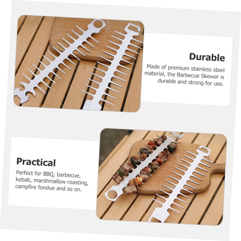 Outanaya 2pcs Portable Stainless Steel BBQ Skewers for Outdoor Grilling