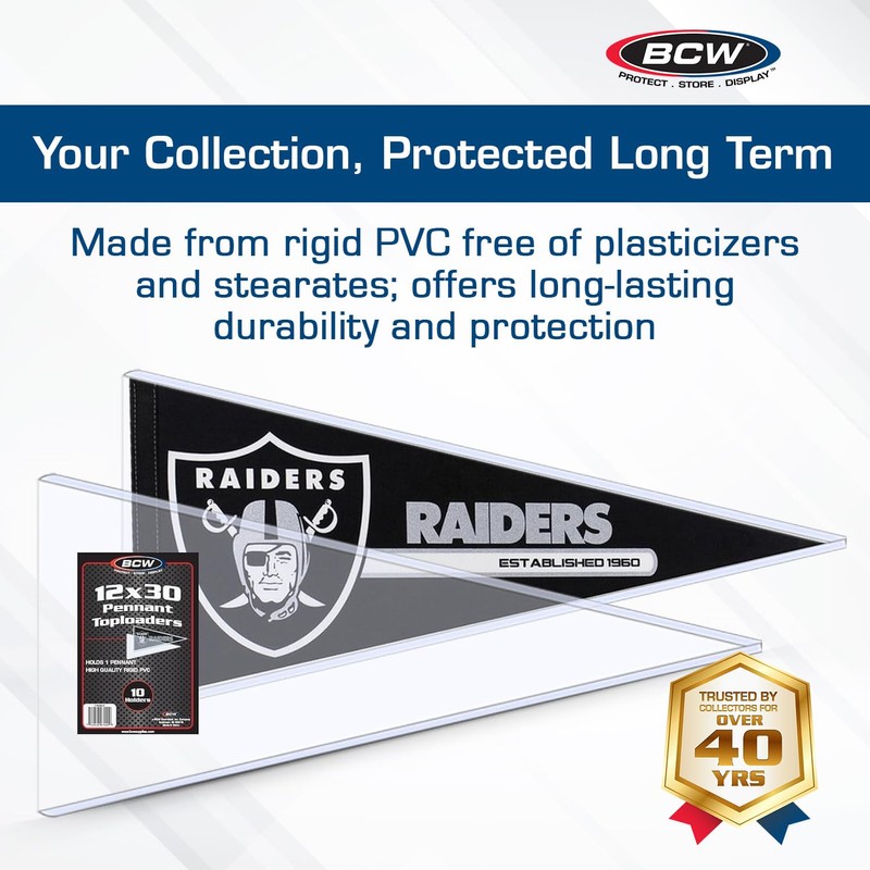 BCW 12x30 Pennant Topload Holder (10 Pack) | Premium PVC