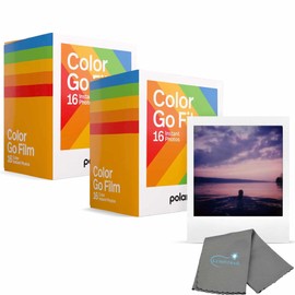 Go Color Film, 32 Mini Photos, 2 Double Packs, Compatible with Polaroid Go Camera, Instant Color Film for Instant Camera, with a Lumintrail Cleaning Cloth