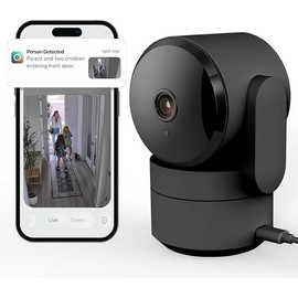 Indoor Pan/Tilt Home Security Camera, 360° Plug-in, Night Vision, 2.4GHz Wi-Fi, 2-Way Audio, Smart Gen AI Motion Detection, Pet Camera with Phone App, Home Camera (White) - Color: Black