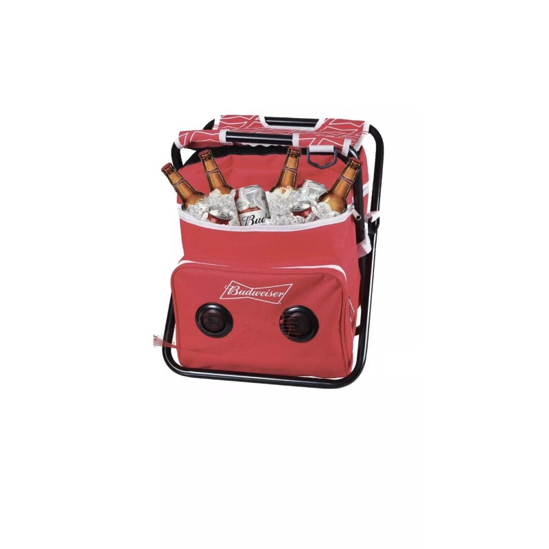 Anheuser-Busch BUDWEISER Red Chair Cooler With Built in Bluetooth Speaker