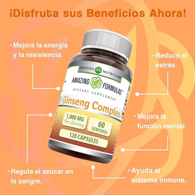 Amazing Formulas Ginseng Energía Y Rendimiento 120 Cápsulas Sin Sabor