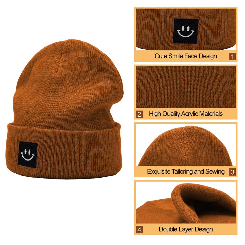 MaxNova Newborn Beanies for Boys 6-12 Months,12-36 Months Dark Orange