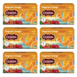 Celestial Seasonings Tangerine Orange Zinger Herbal Tea, Caffeine Free, 20 Tea Bags Box, (Pack of 6)