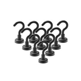 Ant Mag Magnetic Hooks 22lbs Black Magnets Hooks with Neodymium Rare Earth Strong Magnets for Cruise Ship Hanging Door Holder Keys Home Office Refrigerators BBQ