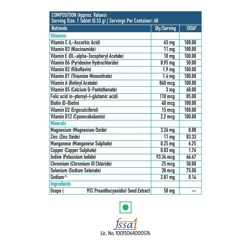 Generic Zinc Supplements (60 Tablets) | with Vitamin C, Vitamin