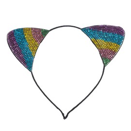 LUX ACCESSORIES Rainbow sticker Cat Ear Headband