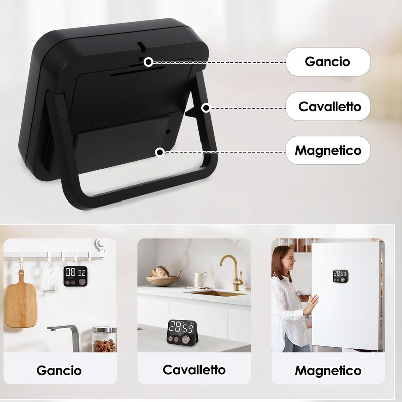 Timer Cucina Timer Digitale, Timer da Cucina Magnetico con Ampio