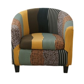 KRFOONN Club Chair Slipcover 2 Piece Stretch Printed Round Barrel Chair Covers Removable Tub Chair Slipcover with Elastic Bottom Chair Coverings Furniture Protector Cover for Living Room, B11