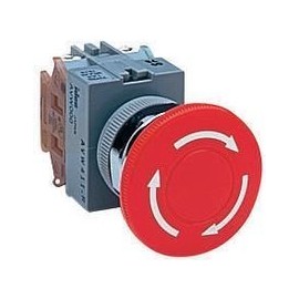 IDEC AVW401-R 1 Normally Closed Contact, 22 MM Diameter, 40 MM Mushroom, Push Button, PUSHLOCK Turn Reset, RED, Standard, TW Series