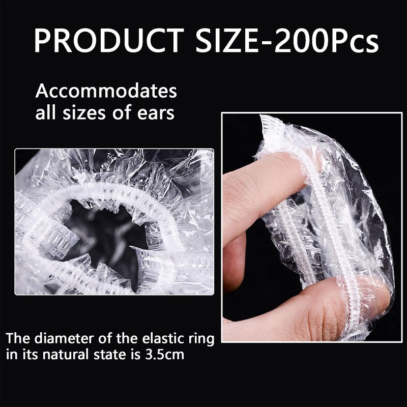 200Pcs Waterproof Shower Ear Cover Useful Clear Ear Protectors Transparent