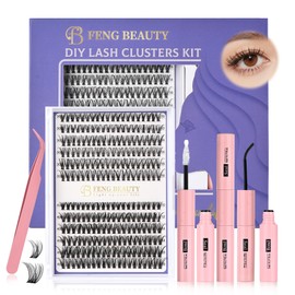Eyelash Clusters Kit Natural, 240PCS 30D 40D Mixed Lengths 10–16mm, Natural Wispy Fluffy Look,Bond&Seal+Precision Tweezer, Lashes Extension Kit (0.07D, 10-16mm, Individual Lashes Kit)
