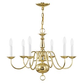Livex Lighting 5006-02 Williamsburgh 6 Light Polished Brass Chandelier