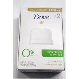 Dove Deodorant Refill Kit 8 Count Cucumber&Green Tea 1.13 oz /32g 0% Aluminum