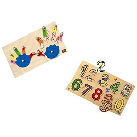 Edufun – Ef 10080/12075 – Set of 2 Wooden Puzzles – Both Hands + Figure and Quantity