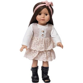 The New York Doll Collection komplette Outfit beinhaltet - Jahrgang Set Schuhe - Stirnband Kleid - Für 18 Zoll/46 cm Mode Mädchen Kleidung - Puppe Zubehör