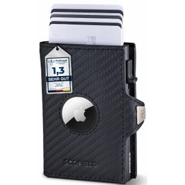 SF SCOFIELD Duality Airtag Wallet with Coin Compartment, Wallet for 8-9 Cards, Men's Wallet with RFID Protection, Slim Wallet, Smart Wallet, Card Case with Air Tag Compartment, Wallet, Carbon - Matte