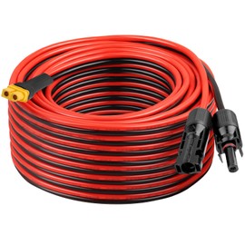 XRDS -RF Solar Connector to XT60 Cable 60FT, 10AWG Solar to XT60 Female Extension Cable, 600V Rated Power Cable for Solar Panels, Batteries, Power Stations – Heavy-Duty High Current Transfer
