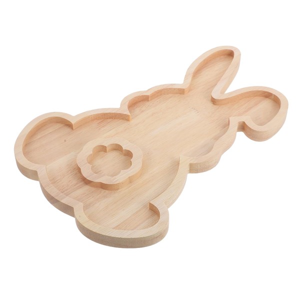 DEARMAMY Easter Bunny Plates Wooden Charcuterie Board Rabbit Serving Platter