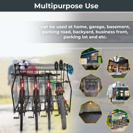 FEBTECH 4 Bike Stand Rack with Storage, Free Standing Bike Rack for Parking Road Bikes