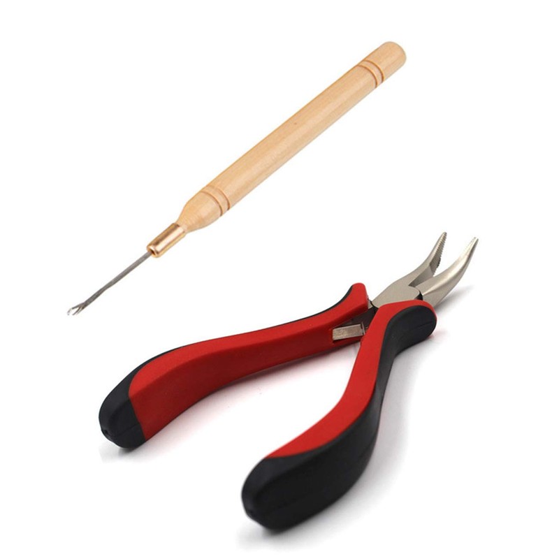 TIHOOD Hair Extension Kit Pliers Pulling Hook Bead Device Tool
