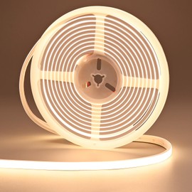 FOSUO 24V LED Neon Rope Light 16.4ft/5M, 3000K Warm White, 320LM/ft, IP67 Waterproof Outdoor, High CRI>93, Self-Adhesive Highlight Architecture, Accent Bars & Gardens