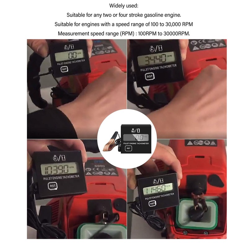 Inductive Tachometer Auto Reset Rechargeable Digital Tachometer for 2 Or