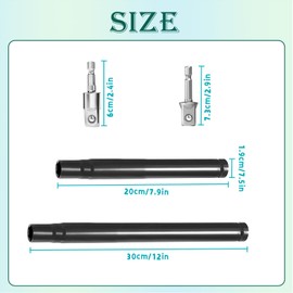 9/16" (14mm) Hollow Nut Driver with 360° Rotatable 1/2" Hex Shank Fit Long Bolts & Ductwork, 7.9'' Length and 11.8'' Length Power Nut Driver for Ceiling Overhead Fastening Application