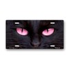 Black Cat with Pink Eyes License Plate