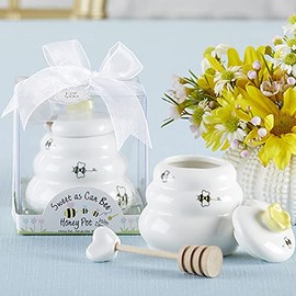 Sweet As Can Bee Ceramic Honey Pot with Wooden Dipper