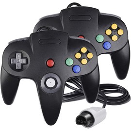Classic 64 Wired Controller Joystick for N64 Game System N64 Console (2Packs, Black)