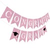Pre-Strung Congrats Grad Banner Pink Glitter Congratulations Graduate Banner Sign