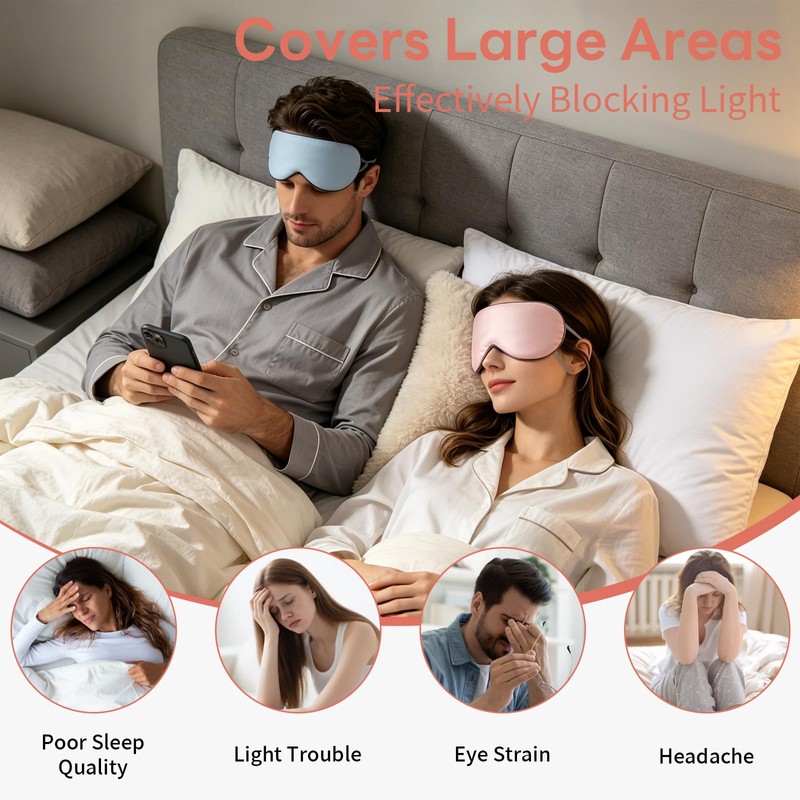 Double-Sided Sleep Mask 2 Pack, Warm Cool Two-Side Design, Soft