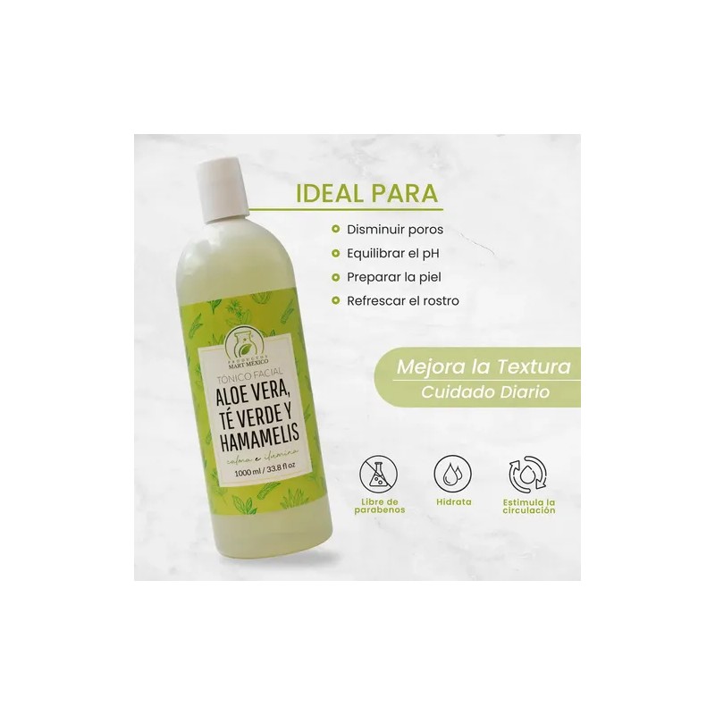 Productos Mart Mexico Tónico Facial 1L Aloe Vera Hamamelis Té