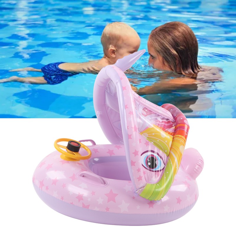 Inflatable Baby Swim Float Cartoon Shape Double Handle Inflatable Baby