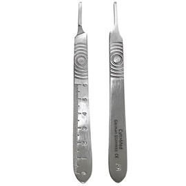 Flat Design Scalpel Handle with Measuring Scale (0cm to 6cm) Made of German Stainless Steel, for 20 Series and 10 Series Scalpel Blades, Hobby Knife Handle, Lab Instruments (2, Handle #3)