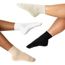 Kamo Fitness The Daily 4-Pack – Ankle Socks for Women, Athletic Half Crew Socks, Cotton Mid-Calf Fit with Cushioned Sole and Seamless Toe Size 5-9 (Neutral Essentials, One Size)