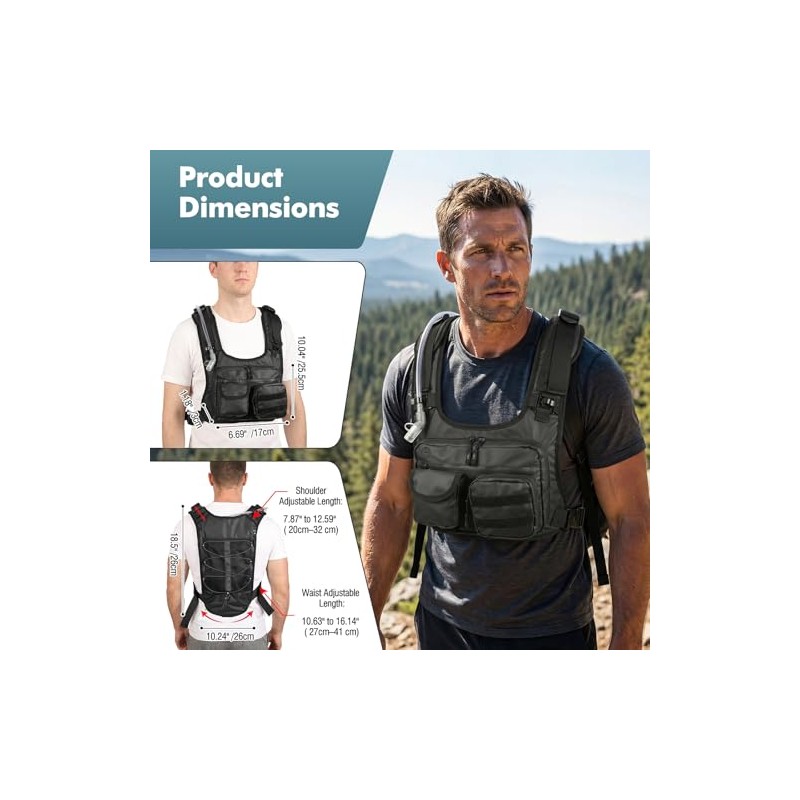 MoKo Lauf Trinkweste mit 2L Trinkblase, Leichter Hydration Vest Brusttasche