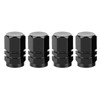 Black Hex Aluminum Tire Valve Stem Caps - 4 Pack