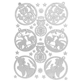 Ideen mit Herz 3-D Sticker Deluxe Winter & Christmas Raised Stickers Ideal for Christmas Decoration & Christmas Card Making Sheet Size: 21 x 30 cm (Pendant | Silver)