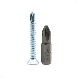 DOJA Barcelona Self-Drilling Screws with PH2-25 Tip, 100 Countersunk Screws, Diameter 4.8 x 50 mm, DIN-7504-P, Galvanised Steel, Self-Tapping Screws, Drilling Screws for Metal