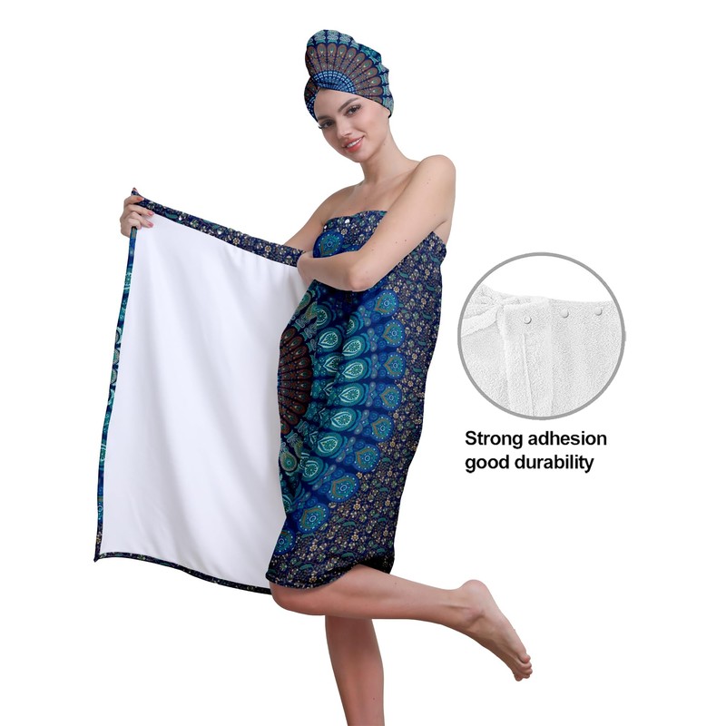 EENSYWEENSY Women's Spa Bath Towel Wrap Set with Hair Turban,