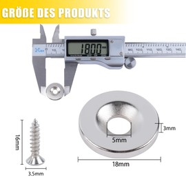 12 Stück Neodym Magnete mit Loch, Neodym Magnet Magnete Stark 18x3-5mm mit Senkbohrung Kleine Runde Magnete Schrauben Magneten für Kühlschrank Pinnwand Magnetboard Küche Büro