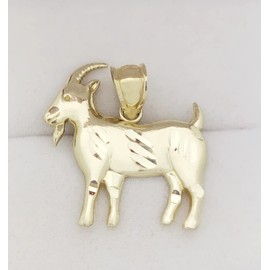 AMZ Jewelry 10K Yellow Gold Goat Pendant Goat Animal Charm Small