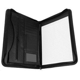 A4-Portfolio mit Reißverschluss, Business-Dokumententasche aus Kunstleder, PU-Leder-Business-Portfolio-Organizer mit Taschenrechnerhalter