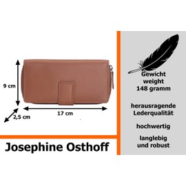 Josephine Osthoff Bremen Compact Genuine Leather Wallet with RFID Protection, caramel, coin purse